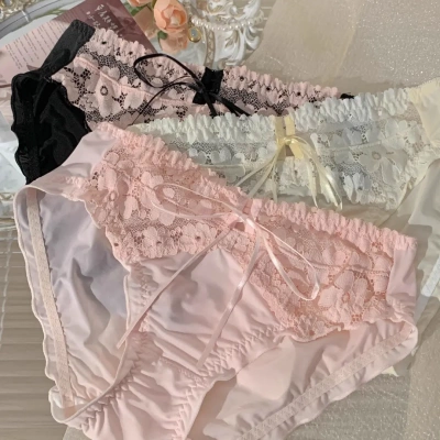 夏季冰丝蕾丝纯棉裆新款女三角裤