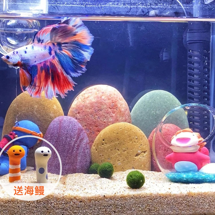 鱼缸彩色石头天然长江躲避空气