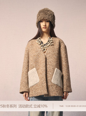 REFUSE CLUB 2025早秋新款秋叶色羊毛编织外套保暖上衣短外套