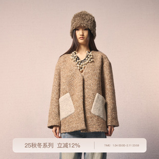 REFUSE CLUB 2025早秋新款秋叶色羊毛编织外套保暖上衣短外套