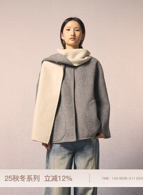 【穆祉丞同款】REFUSE CLUB 25AW 双色羊毛围巾大衣