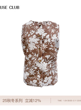 REFUSE CLUB 25秋冬新款棕色复古提花马甲肌理感