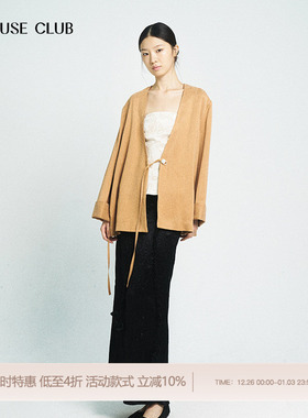 REFUSE CLUB 25春夏新款卡其砂洗新中式交领外套