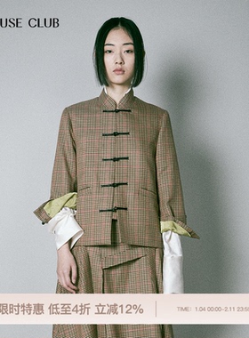 【博主同款】REFUSE CLUB 新中式设计师品牌羊毛卡其格纹短外套