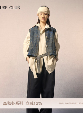 REFUSE CLUB 25秋冬新款牛仔晕染无袖复古中式马甲