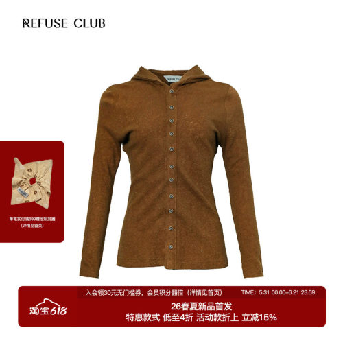 REFUSE CLUB 羊毛连帽开衫长袖显瘦