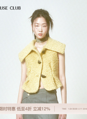 REFUSE CLUB 秋冬女装羊毛羊驼收腰修身背心马甲