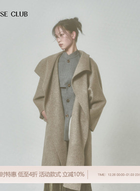 REFUSE CLUB 秋冬女装中长款羊毛双面呢大衣外套