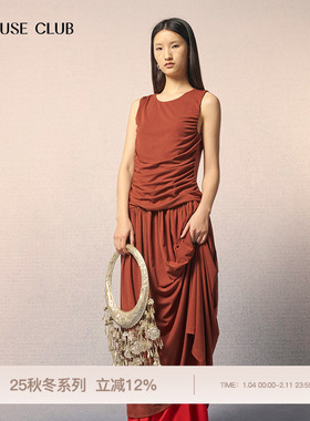 REFUSE CLUB 25秋冬新款莫代尔垂坠无袖长款背心裙