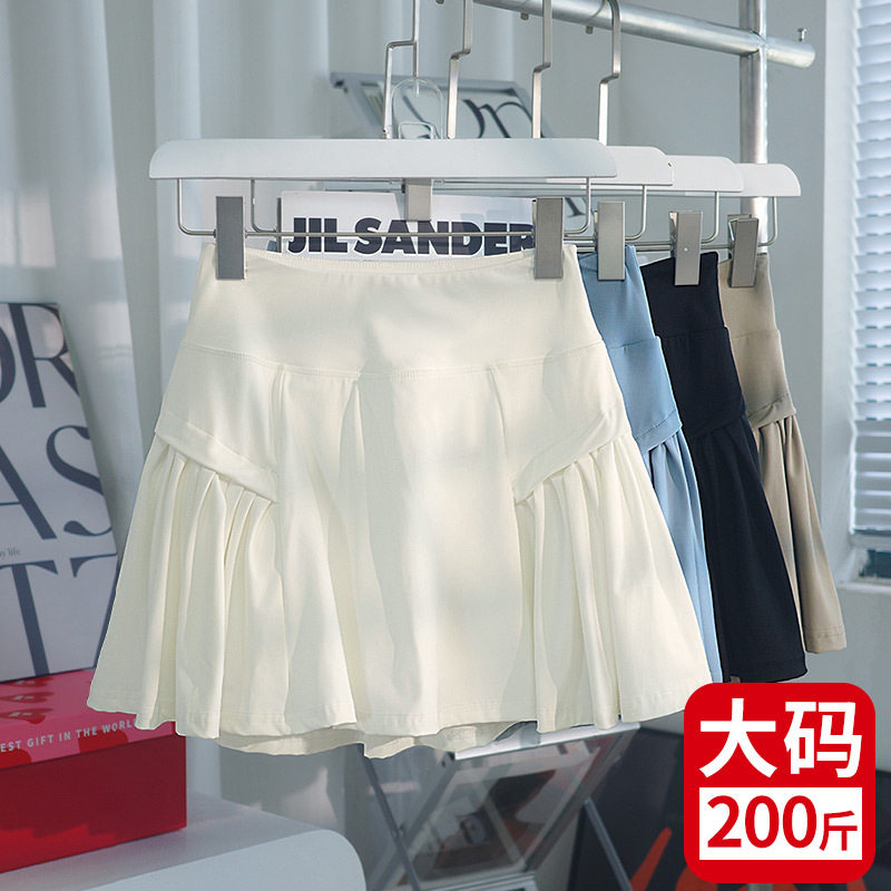 大码胖mm200斤运动短裙女夏季羽毛球裙裤跑步防走光速干百褶裙子