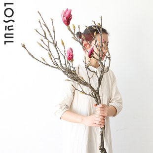 白紫玉兰花野奢鲜花鲜切侘寂风小众INS花艺桌面家用插花花期长