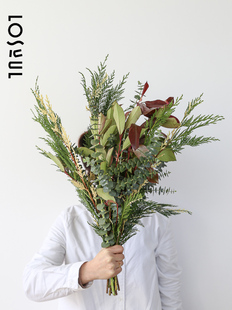 桑德拉花束小众鲜花一周一花红叶石楠尤加利金柏室内鲜花摆件顺丰