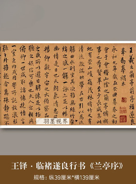王铎临褚遂良行书《兰亭序》古画