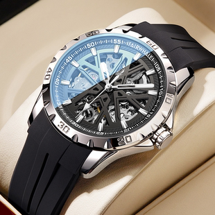 马克华菲男士 双子星全自动机械腕表男镂空防水学生日礼物 手表男款