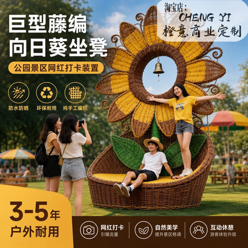 向日葵藤编景观装置网红打卡