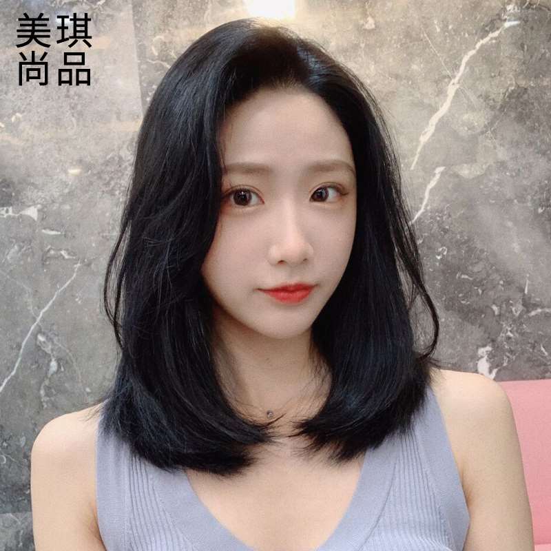 高档假发女中长发偏分刘海层次锁骨发蓬松自然韩式气质发型真发假