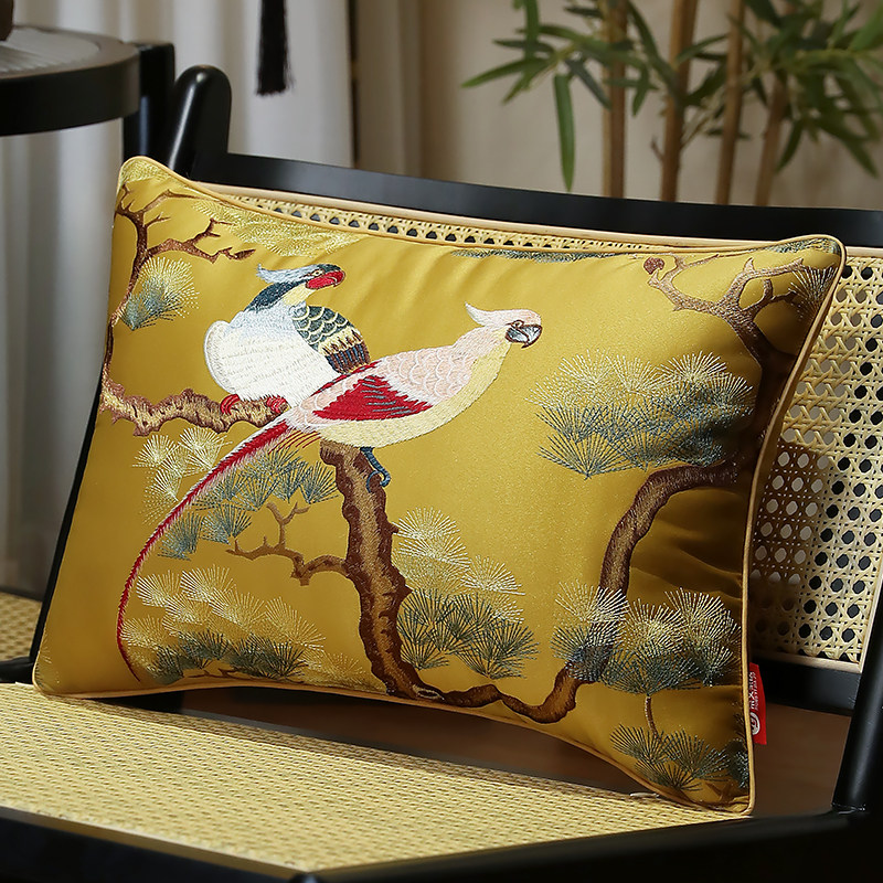 新中式红木沙发抱枕套客厅古典靠垫床头靠枕护腰枕含芯靠背靠包