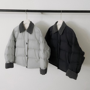 高级感超好看90白鸭绒羊毛呢拼接羽绒服女2025冬季新款设计感外套