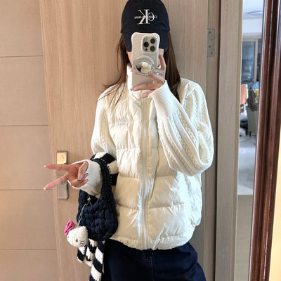 针织袖拼接设计感90羽绒服