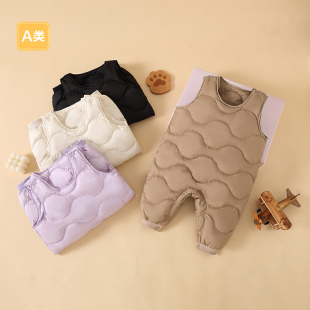 男童女童羽绒裤2025秋冬季新款外出宝宝保暖三防背带裤可开裆长裤