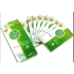 滴露卫生消毒湿巾独立装8片 方便携带 独立一片片无酒精 低刺激