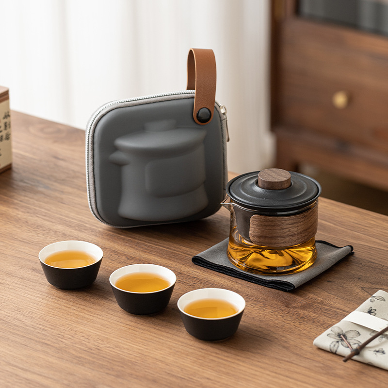 远山快客杯陶瓷一壶三杯户外旅行