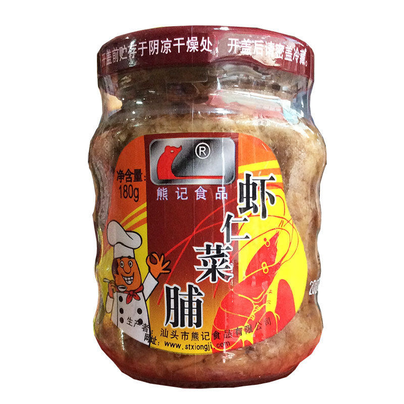 2瓶装熊记虾仁菜脯 肉丁菜脯潮汕特产吃粥菜下饭菜酱菜正品 包