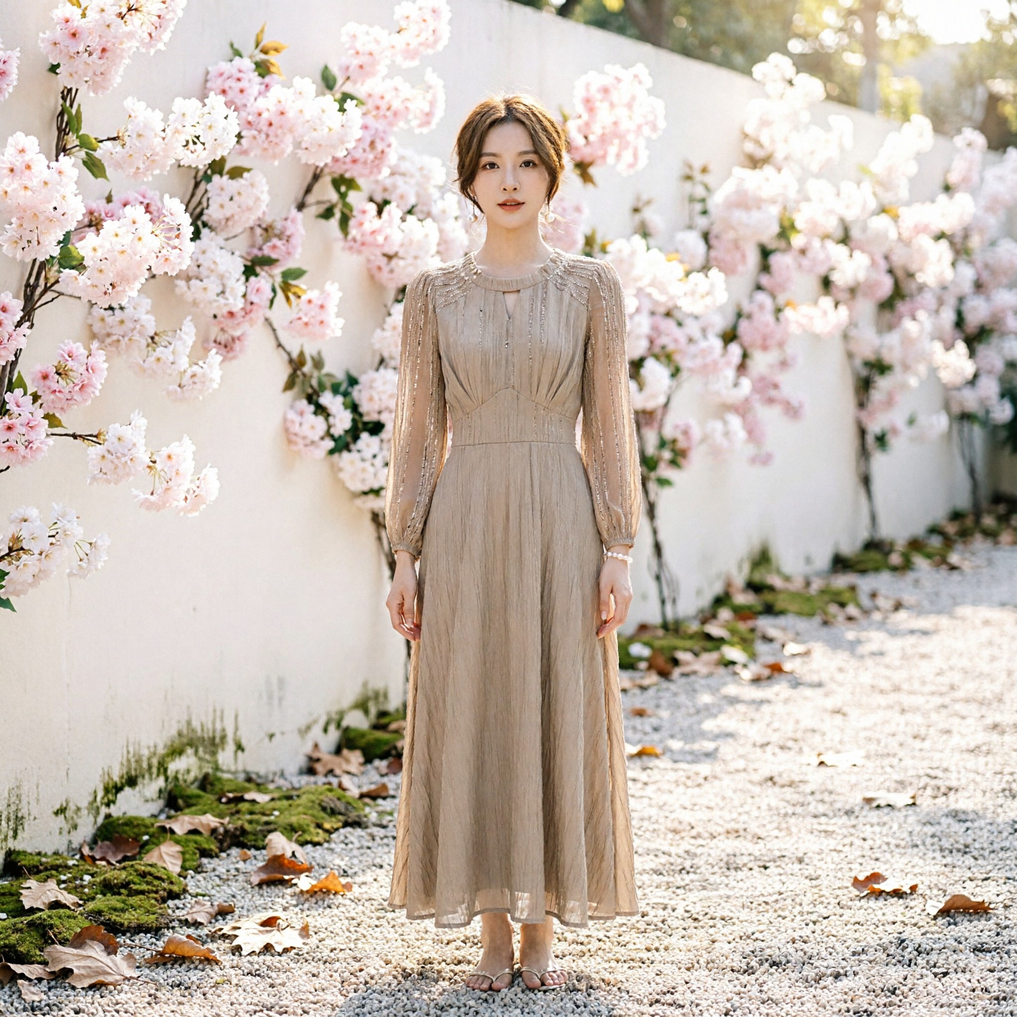 气质高档链接连衣裙2026年新款洋气显瘦妈妈绝美蕾丝裙子D0579