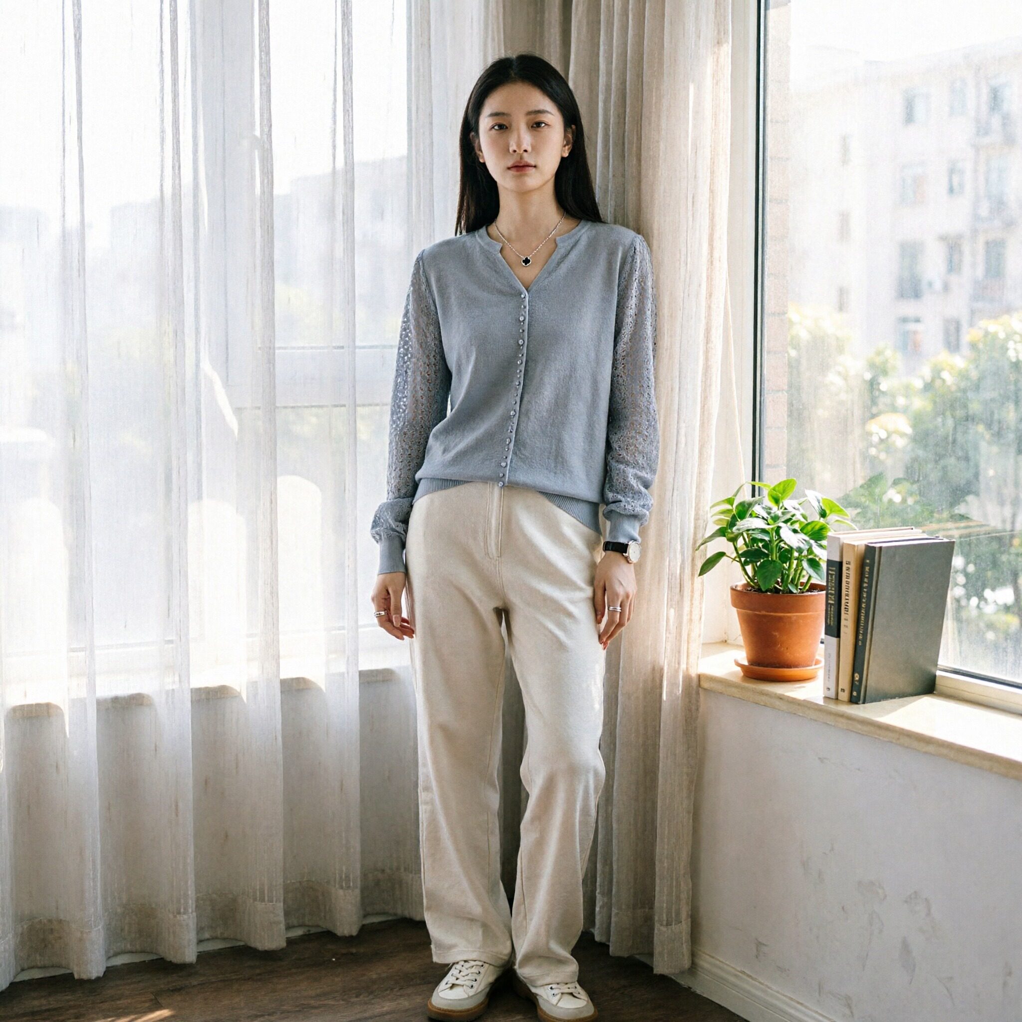 蕾丝库存女2024新款春秋V领春季钉珠针织上衣大码慵懒感秋冬罩衫