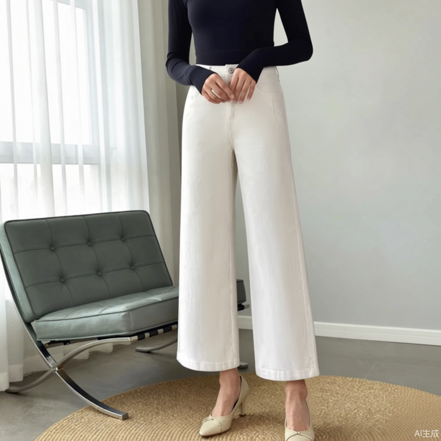 纯棉阔腿裤女2026春秋季新款高腰显瘦直筒裤小个子九分休闲裤子女