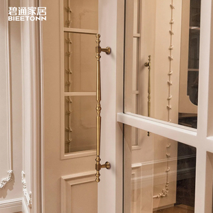 碧通法式黄古铜长条房门把手黄铜双开大门柜门咖啡店拉手复古对装