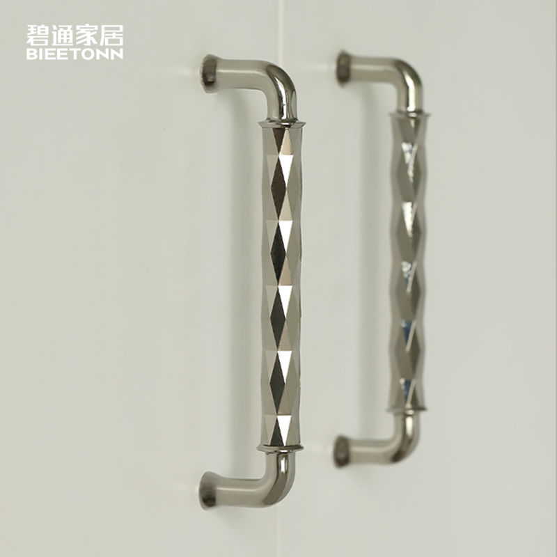 碧通黄铜法式柜门橱柜钛银色衣柜单孔拉手轻奢欧式简约双孔铜把手