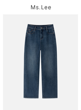 Ms.Lee高定系列|邂逅|加绒四面弹高腰窄版直筒牛仔裤女2025秋冬裤