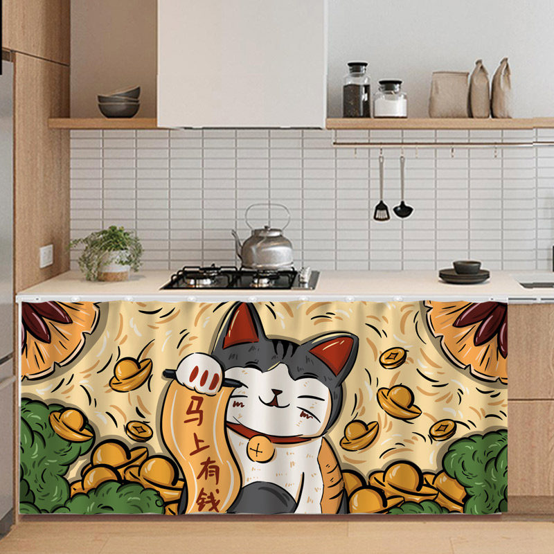 家用橱柜遮挡帘加厚门帘图片
