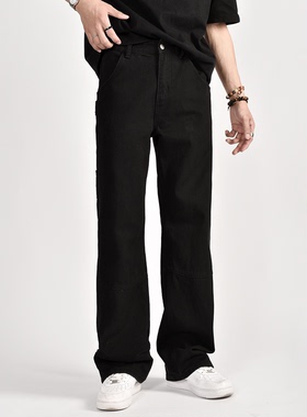 【直筒百搭】cleanfit基础简约牛仔裤男春秋通勤宽松水黑色洗长裤