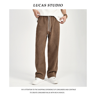 重磅800g加绒加厚休闲卫裤 长雪尼尔宽松直筒 男灯芯绒2025冬新款