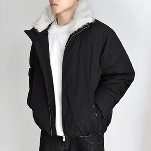 座山雕立领棉服男秋冬加厚短宽夹克派克保暖外套插肩 仿貂毛领