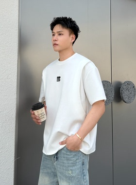 【解构设计】重磅320g太空棉短袖男士2025春夏新款宽松t恤高级感T