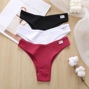 Women's thong threaded cotton sexy panties briefs B002