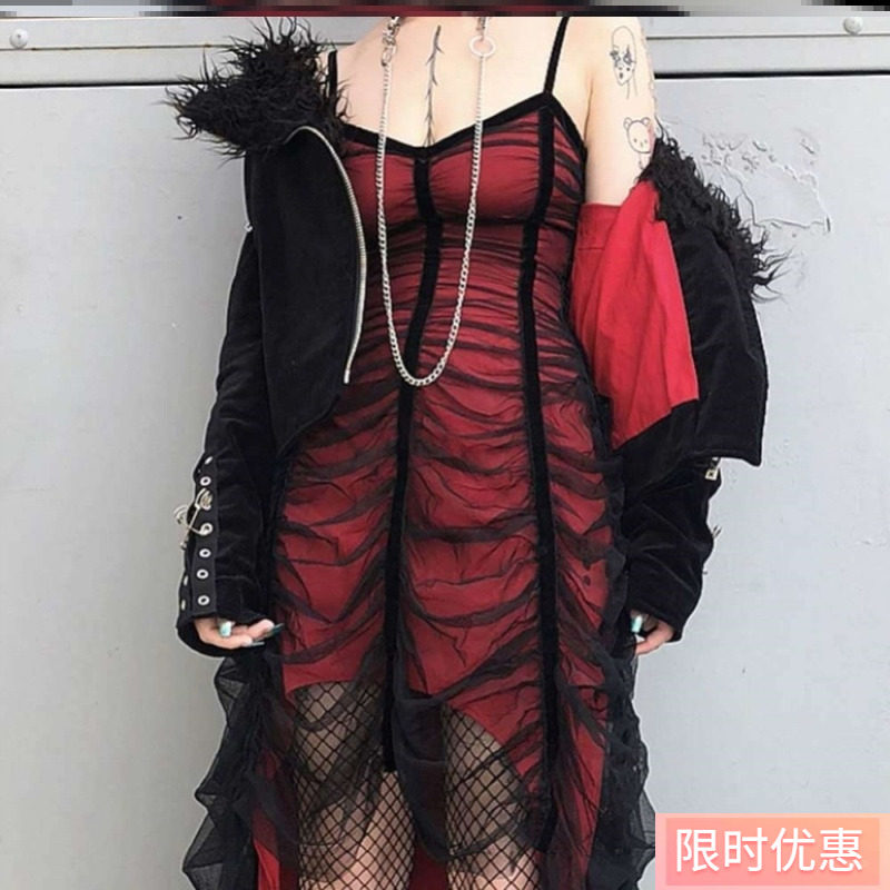 Partydress暗黑哥网纱褶