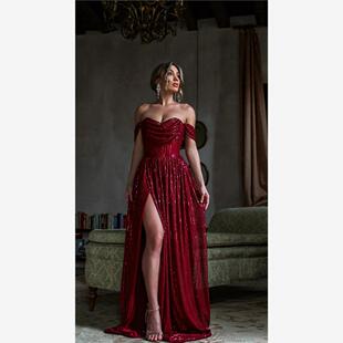 Evening Sexy sequin party 礼服吊带连衣裙 dress欧美女亮片修身