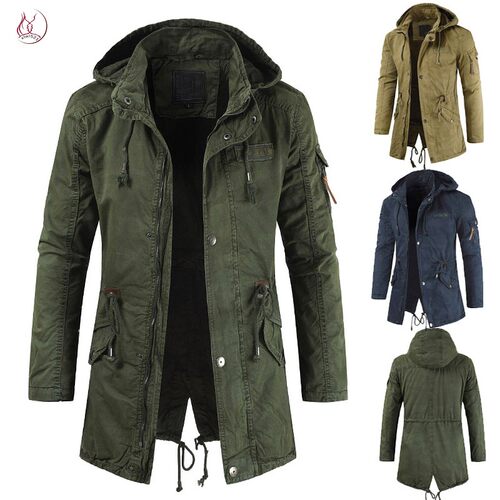 2020 long winter jacket for men hooded windbreaker夹克男风衣