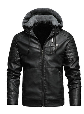 Men Winter New Leather Jackets Coat Motorcylce Casual Fleece