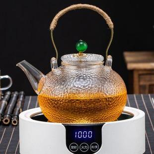 耐高温锤纹玻璃壶提梁煮茶壶烧水泡茶养生壶轻奢小型电陶炉煮茶器