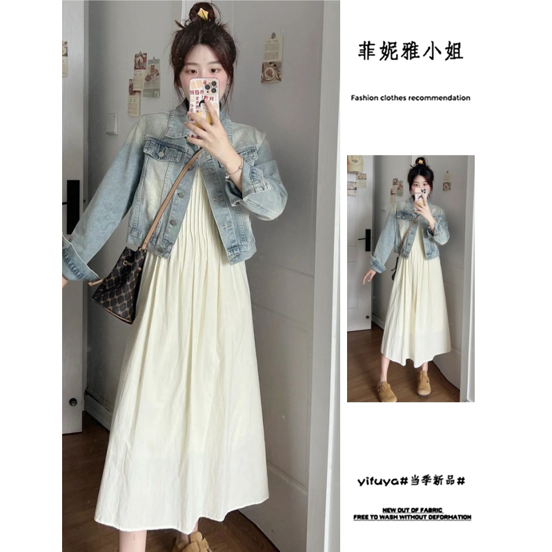 做旧水洗浅蓝牛仔外套女宽松小个子春秋ins复古时尚气质短款上衣