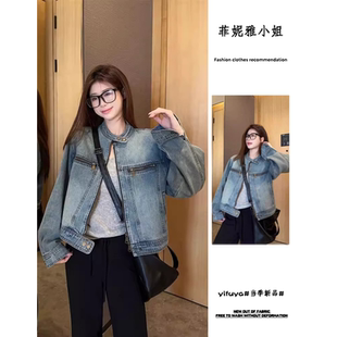 开春新款男女牛仔外套蓝色时尚百搭复古韩版常规女小个子上衣夹克