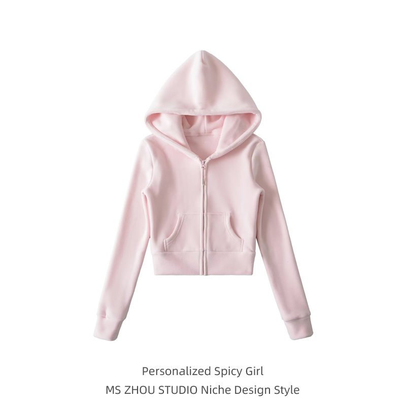 美式奥粒绒加绒连帽卫衣女秋冬款小个子修身显瘦拉链开衫短款外套,女装/女士精品,短外套,淘宝优惠券,粉丝福利购,淘宝优惠卷