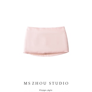 绸面粉色低腰半身裙女春夏新款 纯欲辣妹小个子短裙A字裙包臀裙裤