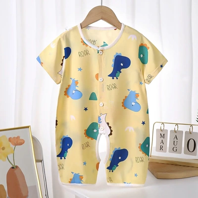 婴儿短袖爬服新生儿薄款空调连体