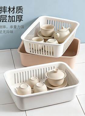 洗茶盆专用双层方形沥水篮茶具